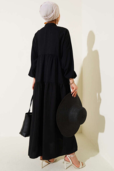 VOLT CLOTHİNG Judge Collar Half Button Placket Dress