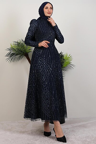 giz astore Ezna Simli Abiye Lacivert