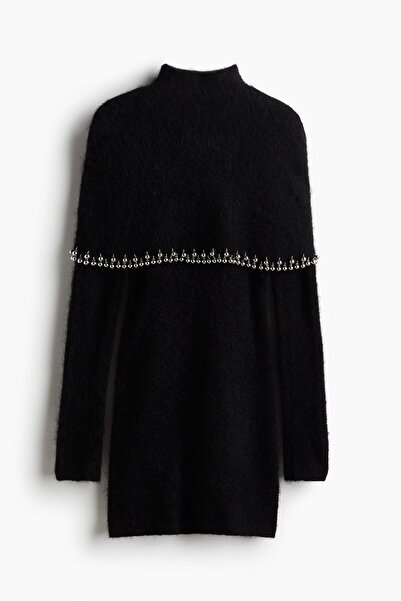 H&M Boncuk Şeritli ve Tiftik Karışımlı Elbise