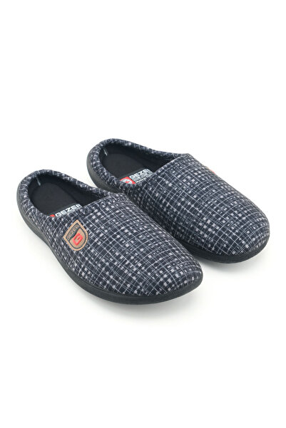 GEZER Erkek Kışlık PU Rahat Taban Ev Bahçe Gondol Terlik