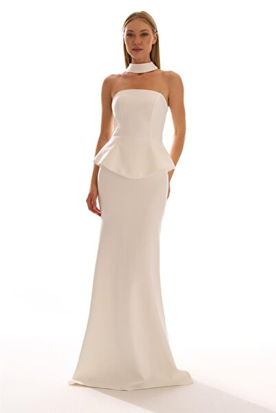 Elbisemhazır Askısız Peplum Detaylı Kadın Uzun Abiye Elbise