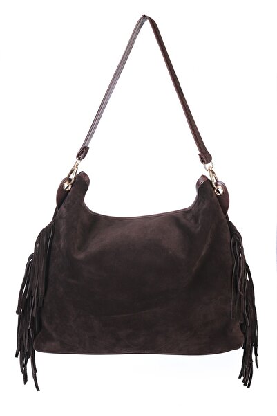 Alessia Bag حقيبة كتف ميريلدا من الجلد السويدي مع تفاصيل شرابة