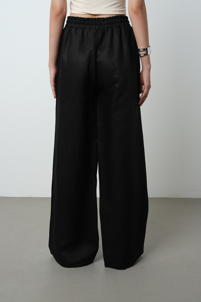 Orfeo Negro Women's Wide Leg Elastic Waist Lace-Up Solid Color Trousers