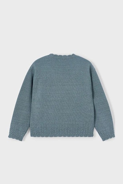 MAYORAL Pulover tricotaj cu decolteu rotund cu detalii ajurate pentru fete - verde