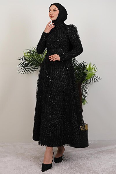 giz astore Ezna Simli Abiye Siyah