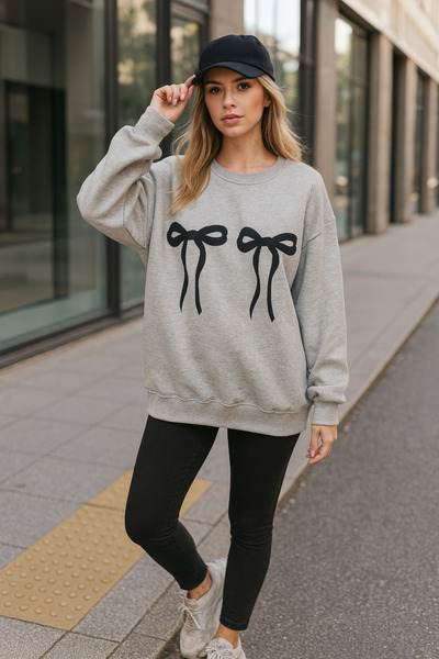 UNCİA OUTDOORS Γυναικείο φούτερ oversize με λαιμόκοψη ποδηλάτου, με στάμπα κο...