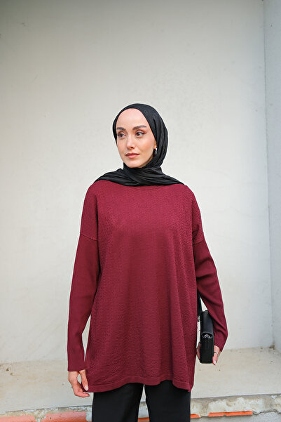 LOCCO Women's Self-Printed Tunic Burgundy