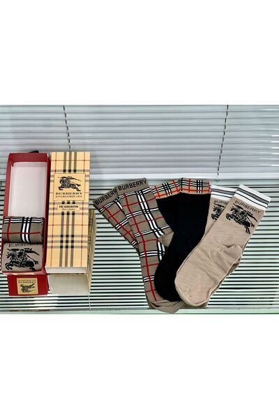 BURBERRY , Long Unisex 6-Pack Multicolor Socks, One Size