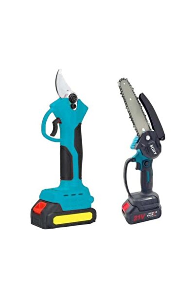 Denx مقصات تقليم إلكترونية + منشار يدوي صغير