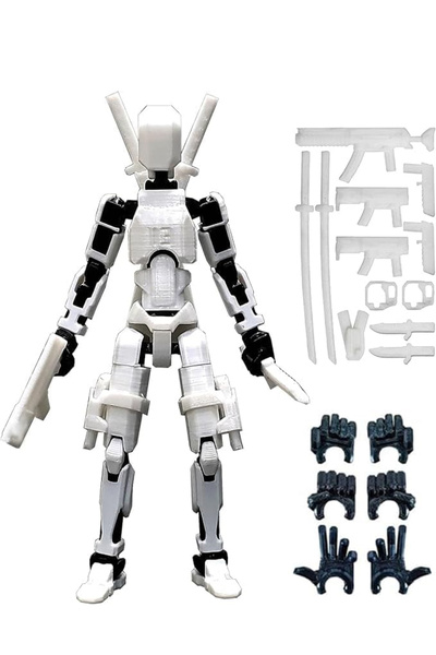 ThreeDesignStore Savaşçı Robot Figür Oyuncak 15 Cm Beyaz