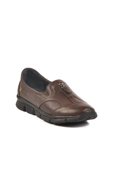 AYAKMOD Pantofi casual de damă din piele naturală maro cu talpă ortopedică 603 Z