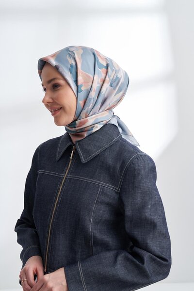 ARMANDA Crayon Pattern Tivil Silk Scarf 4305-Soft Blue