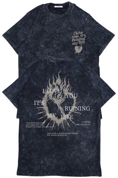 Fuddy Moda Unisex I Love You, Its Runing My Life T-shirt με στάμπα στην πλάτη...