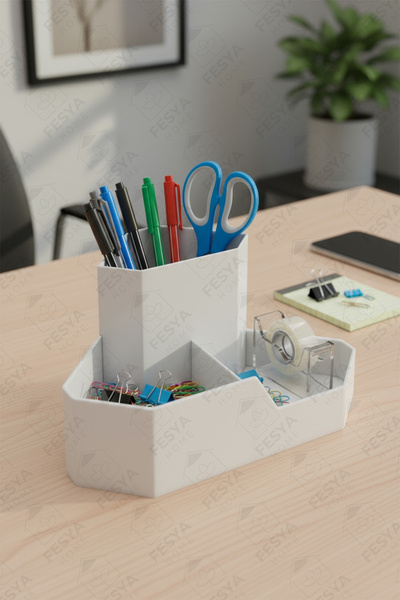 Fesya Home Corner Triangle Desk Top Organizer - Office, Home and Study Desk Organizer White