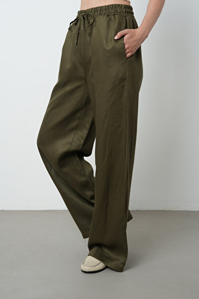 Orfeo Negro Women's Wide Leg Elastic Waist Lace-Up Solid Color Trousers