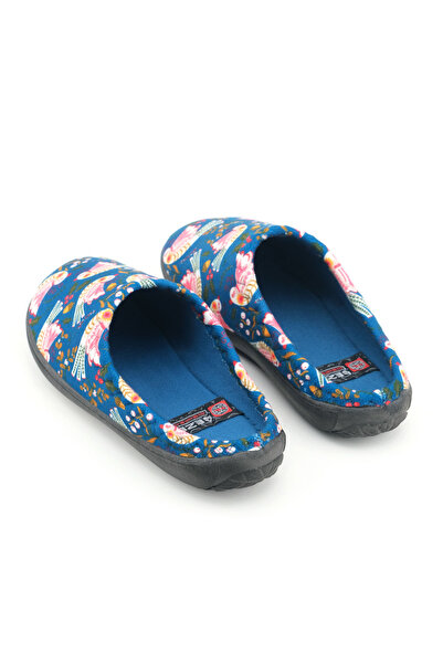 GEZER Kadın Kışlık PU Rahat Taban Desenli Ev Bahçe Gondol Terlik