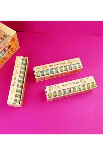 Gift Moda 10'lu Capybara Washi Tape Seti – Sevimli Dekoratif Bant