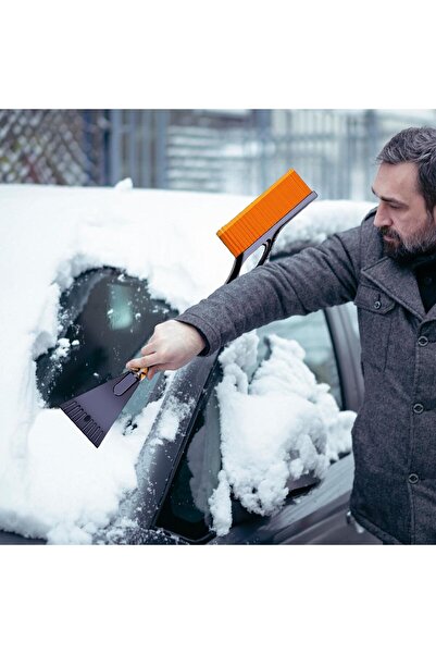 Flippy Car Snow Brush with Scraper, Multifunctional, Detachable, Anti-Slip Handle, 68x24x11.1 cm, Or