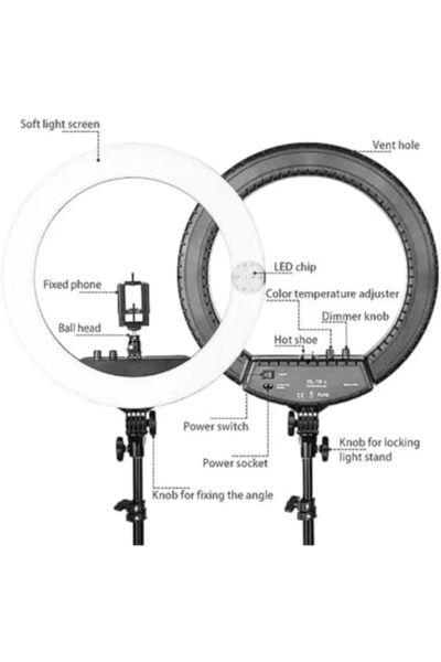 Generic Monopo RL-18 LED Ring Light – 18-Inch Adjustable Soft Light for Makeup, Photography, and Live Stre