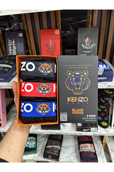 Kenzo Men's Boxer Set – 3-in-1 Tiger Logo Edition, Multicolor, L
