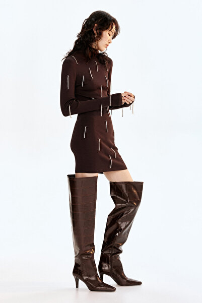 H&M Suni Elmas İşlemeli Elbise