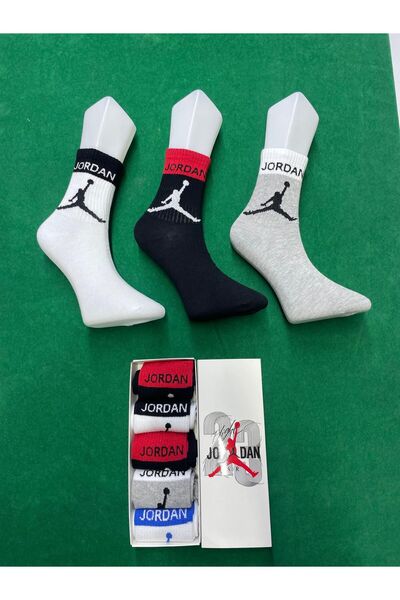 JORDAN , Set de șosete lungi unisex - 6 perechi, Alb, Negru, Gri, Mărime univ...