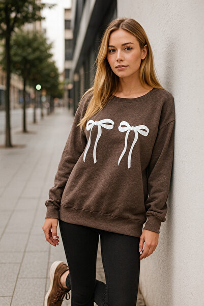 UNCİA OUTDOORS Hanorac oversize pentru femei, cu decolteu tip crewneck, cu im...