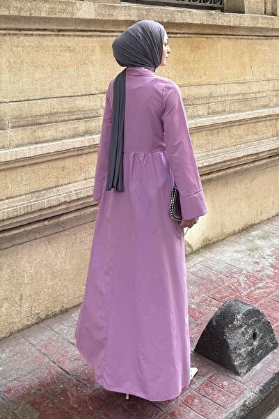 lamelif Μωβ φόρεμα με λεπτομέρεια μπροστινής δέσμης