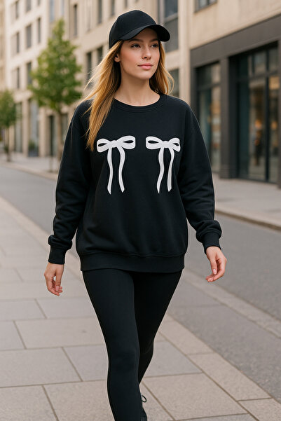 UNCİA OUTDOORS Hanorac oversize pentru femei, cu decolteu tip crewneck, cu im...