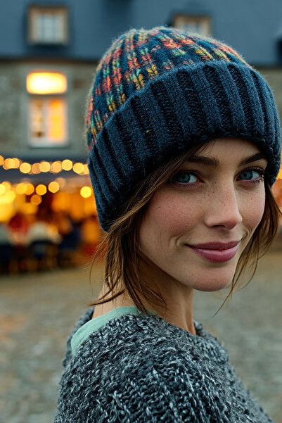 LAGRANZE Жіноча кольорова в'язана шапка з візерунком