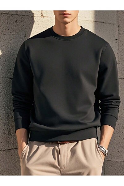 Leader leather Унисекс суитшърт с обло деколте – 2-слоен полиестерен плат с г...