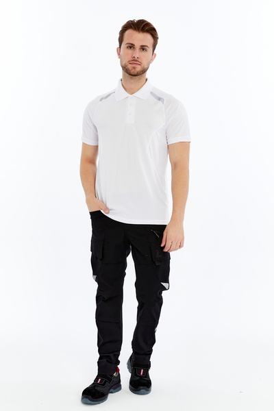 Uniprom Ανδρικό μπλουζάκι με γιακά πόλο από αναπνεύσιμο ύφασμα Procool Sports Outdoor T-shirt Λευκό