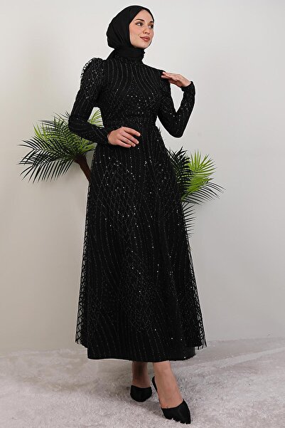 giz astore Ezna Simli Abiye Siyah