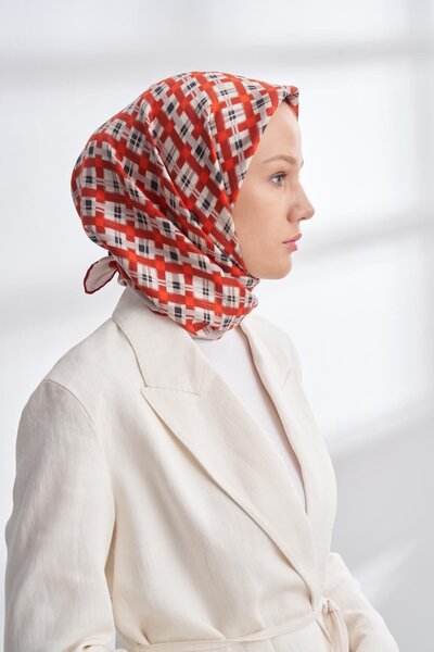 ARMANDA Μοτίβο δικτύου Tivil Μεταξωτό Φουλάρι 4307-Κόκκινο