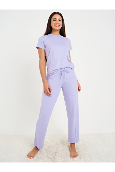 Styli Solid Cotton T-Shirt and Pyjama Set