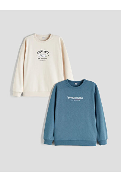 LC Waikiki Lcw Kids Beige Crew Neck Boys' Sweatshirt 2-Pack