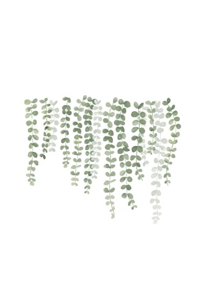 eZmart Autocolant decorativ de perete cu frunze de eucalipt, verde, decor boho eZMART, 55x45 cm