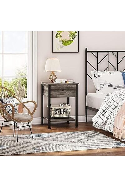 SKY TOUCH SKY-TOUCH Nightstand Table with Drawer, Bedside Table Wood Night Stand Modern End Table Side Table f