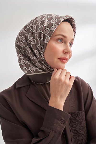 ARMANDA Soil Pattern Tivil Silk Scarf 4350-Smoked