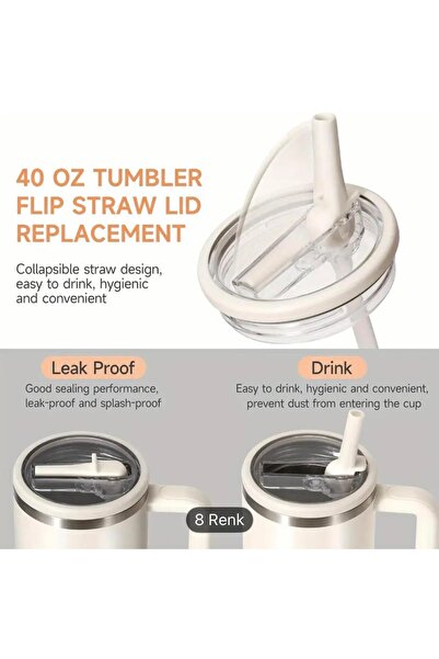 Yenigeldi Compatible with Stanly Quencher 1.18 Liter Non-Spill Leak-Proof Plastic Lid with Straw 1Pcs