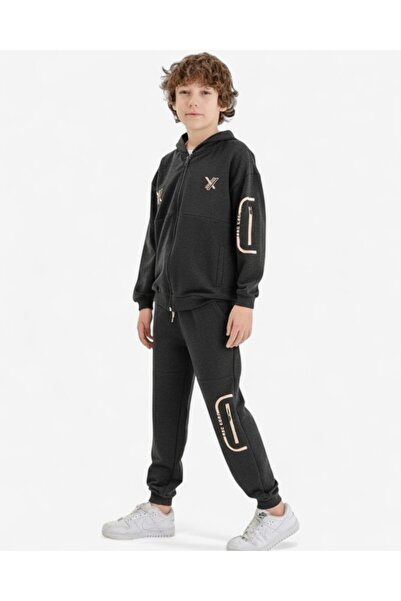 voyyo kids baby Boy's Zippered Hooded Jacket and Cardigan Tracksuit Set for Ages 7-8-9-10-11-12-13-14 R2195