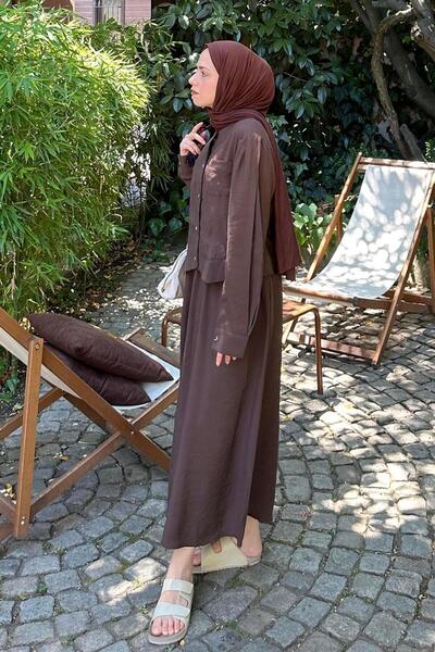 lamelif Skirted Hijab Set Bitter Brown