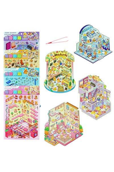 Gift Moda Dıy Kendin Yap Capybara Temalı 3D Oda Sahne Sticker