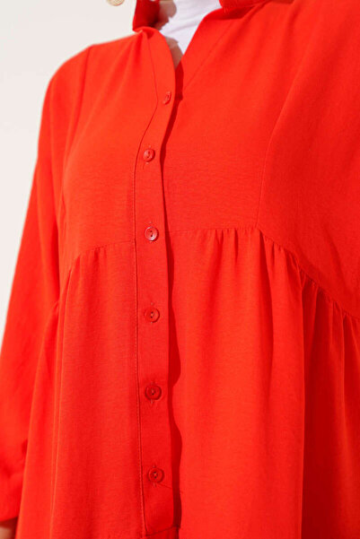 VOLT CLOTHİNG Judge Collar Half Button Placket Dress