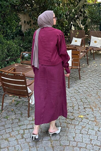 lamelif Skirted Hijab Suit Claret Red