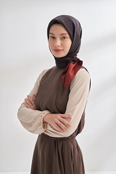 ARMANDA Μεταξωτό κασκόλ διπλής όψης 4401-Μαύρο μπορντό