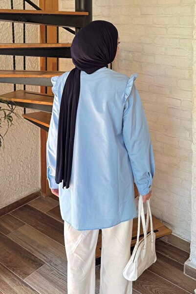 lamelif Τουνίκ με πλισέ μπροστινό μέρος σε μπλε χρώμα