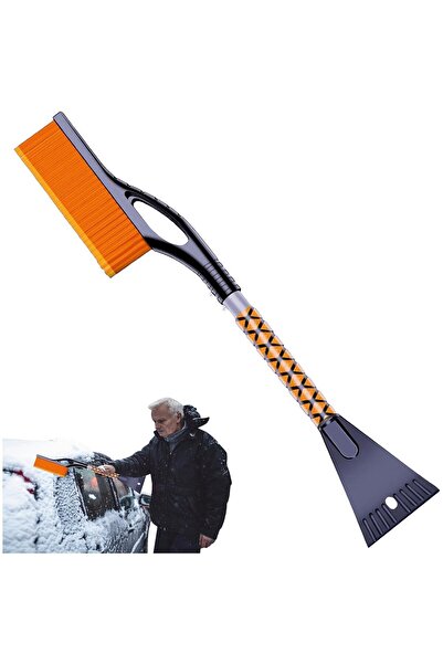 Flippy Car Snow Brush with Scraper, Multifunctional, Detachable, Anti-Slip Handle, 68x24x11.1 cm, Or