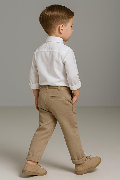 Esterella ειδική περίσταση για αγόρια/ παντελόνι πουκάμισο με κέντημα και παπιγιόν/ παντελόνι με διπλό πόδι με κορδόνια