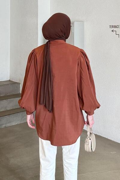 lamelif Πουκάμισο με μπαλόνι μανίκια Bitter Brown